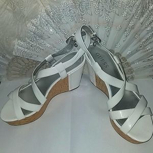 Strappy White&Cork Wedges